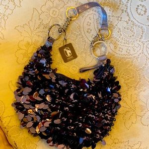 Black beaded sequin purse brand new